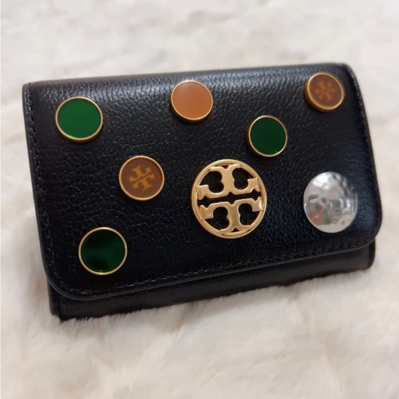 Tory Burch Accessories - TORY BURCH WILLA EMBELLISHED CARD CASE BLACK 86036